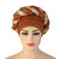 Cap Point Brown / One Size Celia Auto Geles Shinning Sequins Turban Headtie