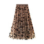 Cap Point brown / One Size Mireille Butterfly Embroidery Elastic High Waist A-Line Mesh Pleated Tulle Skirt