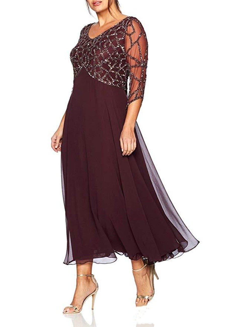 Cap Point Burgundy / 10 Elegant V Neck Lace Mother Of The Bride Dress