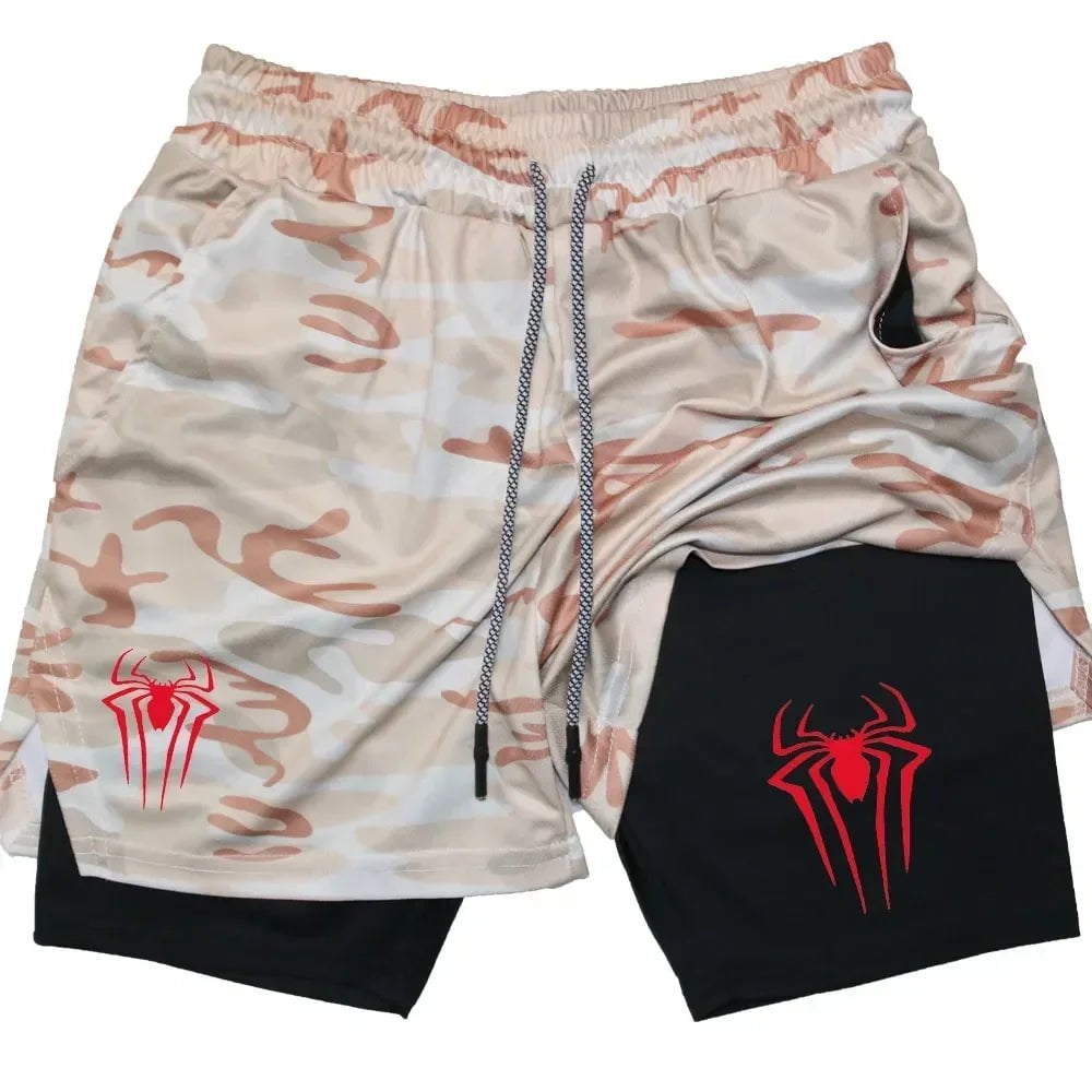 Cap Point camo1 / XXL Guelor 2-in-1 Men's Spider Print Compression Shorts