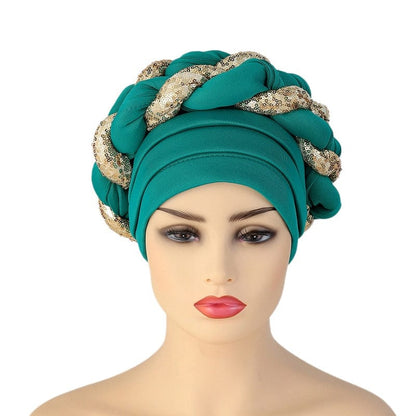 Cap Point Celia Auto Geles Shinning Sequins Turban Headtie