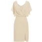 Cap Point Champagne / 6 Allegra V-Neck Short Sleeves Knee Length Mother of The Groom Dress