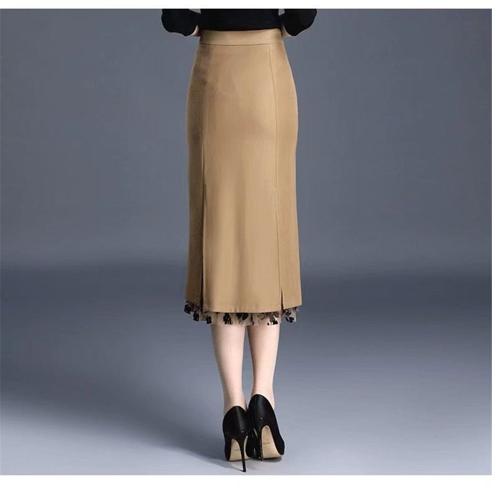 Cap Point Charmaine Irregular Mesh Band Splice High Waist Skirt