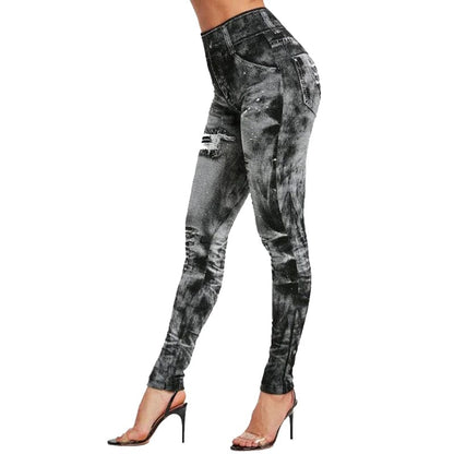 Cap Point Color 10 / XXXL High Waist Imitation Jean Running Leggings