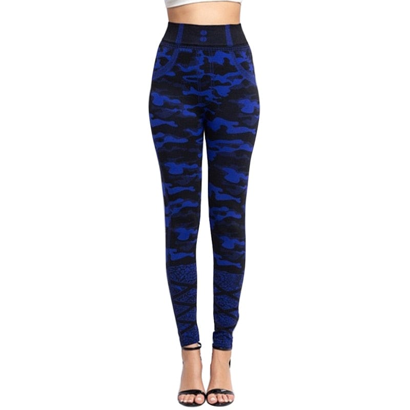 Cap Point Color 18 / XXXL High Waist Imitation Jean Running Leggings