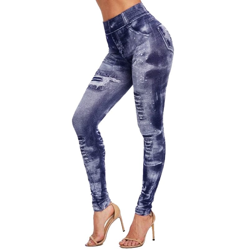 Cap Point Color 9 / XXXL High Waist Imitation Jean Running Leggings