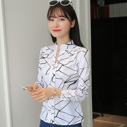 Cap Point Constantia Fashion Stripe Casual Long Sleeve Office Blouse