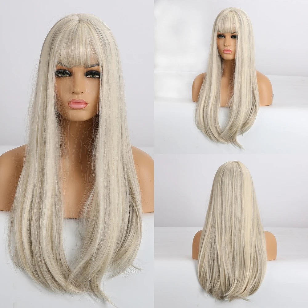 Cap Point D / One size fits all Amanda Long Straight Synthetic Wigs