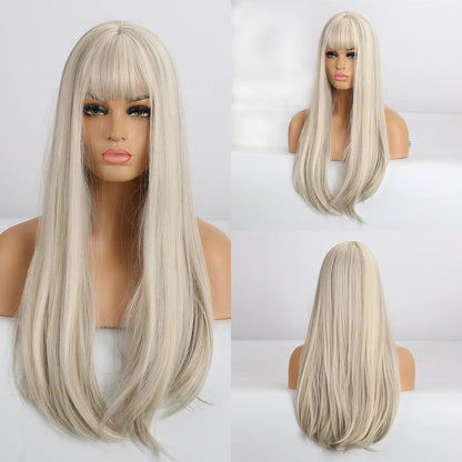 Cap Point D / One size fits all Amanda Long Straight Synthetic Wigs