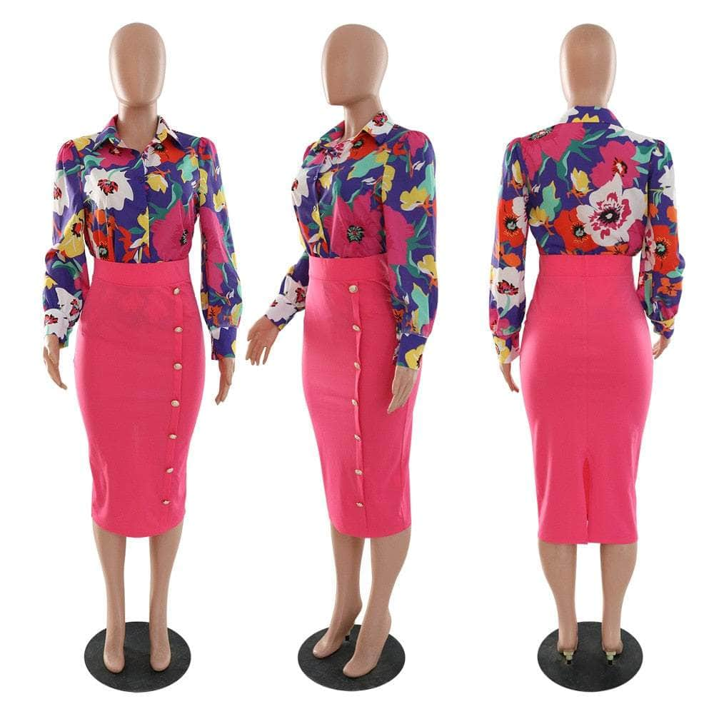 Cap Point Daniella 2-piece set floral print skirt and shirt