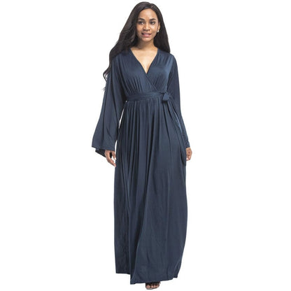 Cap Point Dark Blue / M Melania V-neck Belt Maternity Maxi Dress