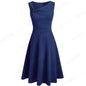 Cap Point Dark Blue / S Sleeveless Sleeveless A-Line Evening Dress with Asymmetric Tie Neck