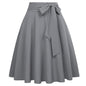 Cap Point Dark Gray / S Perline Belle Poque High Waist Self-Tie Bow-Knot Embellished  A-Line Skirt