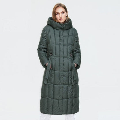 Cap Point dark green / XL / USA Megan long warm parka Plaid fashion thick hooded coat