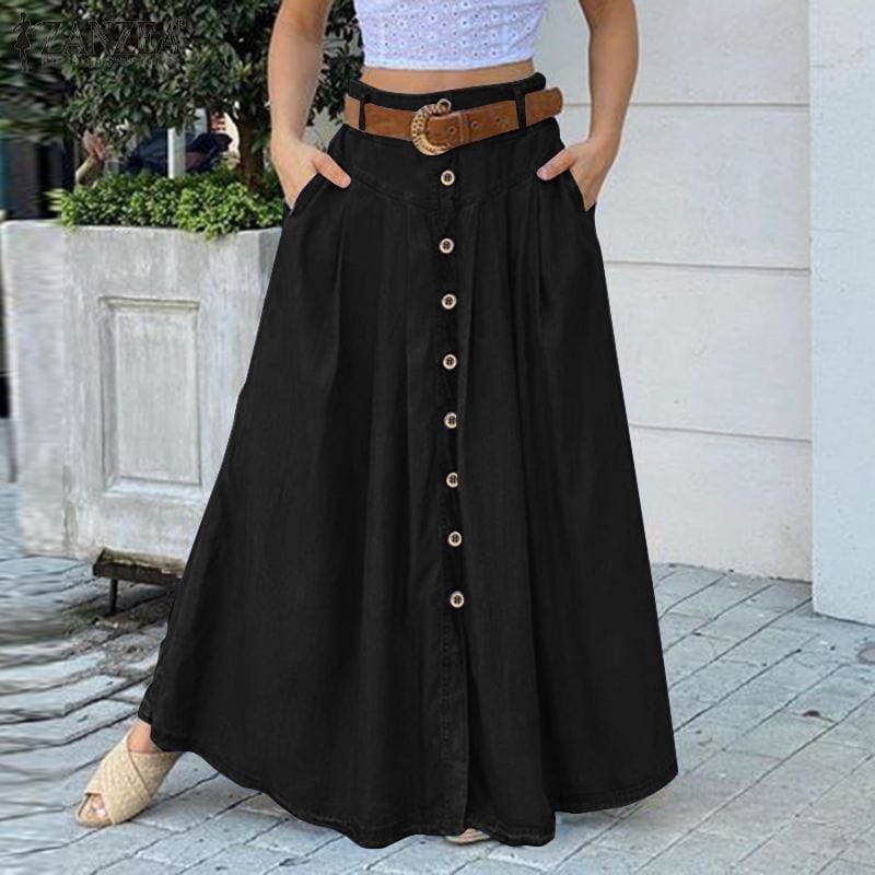 Cap Point Elegant buttoned high waist long skirt