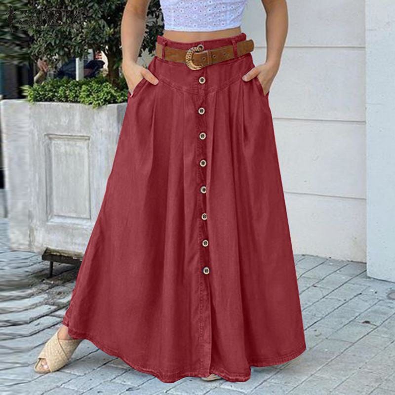 Cap Point Elegant buttoned high waist long skirt