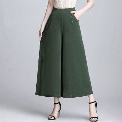 Cap Point Elegant Oversize Calf-Length Wide Leg Pants Skirt