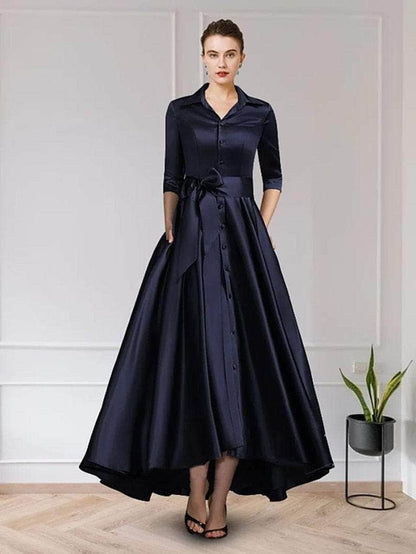 Cap Point Elegant V Neck Bow Belt Wedding Party Dress