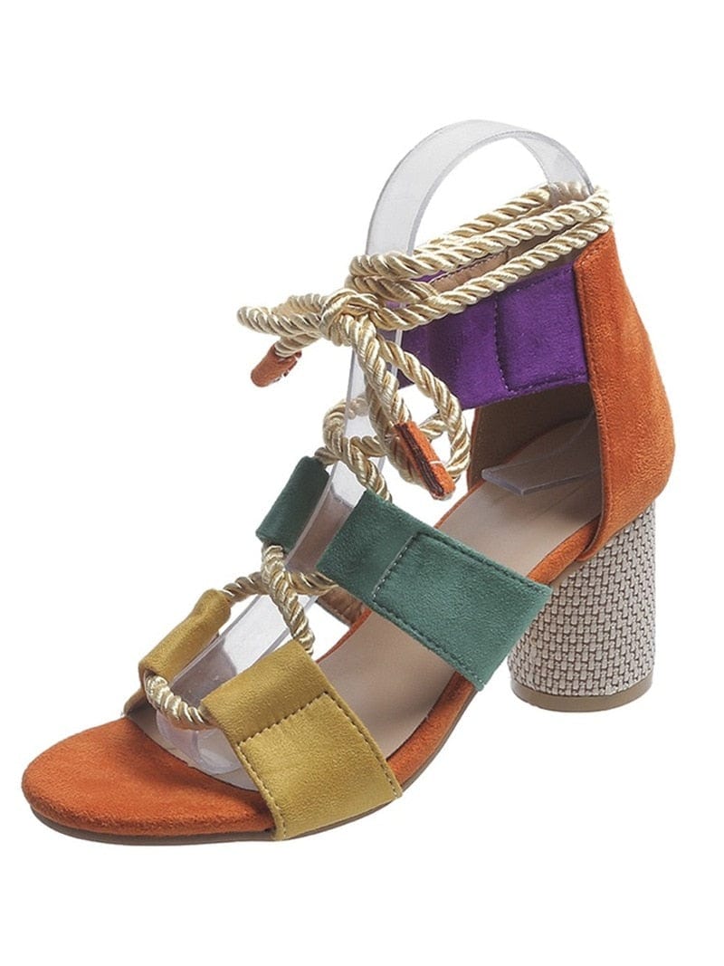 Cap Point Elroy Summer Chunky Designer Weave Ankle Lace Slides Sandals