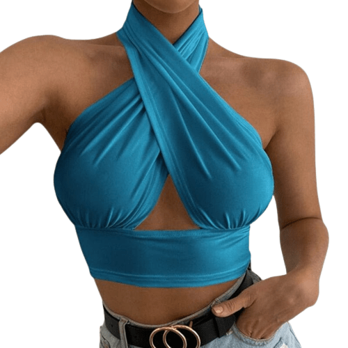 Cap Point Fashion Sexy Sleeveless Backless Halter Crop Top