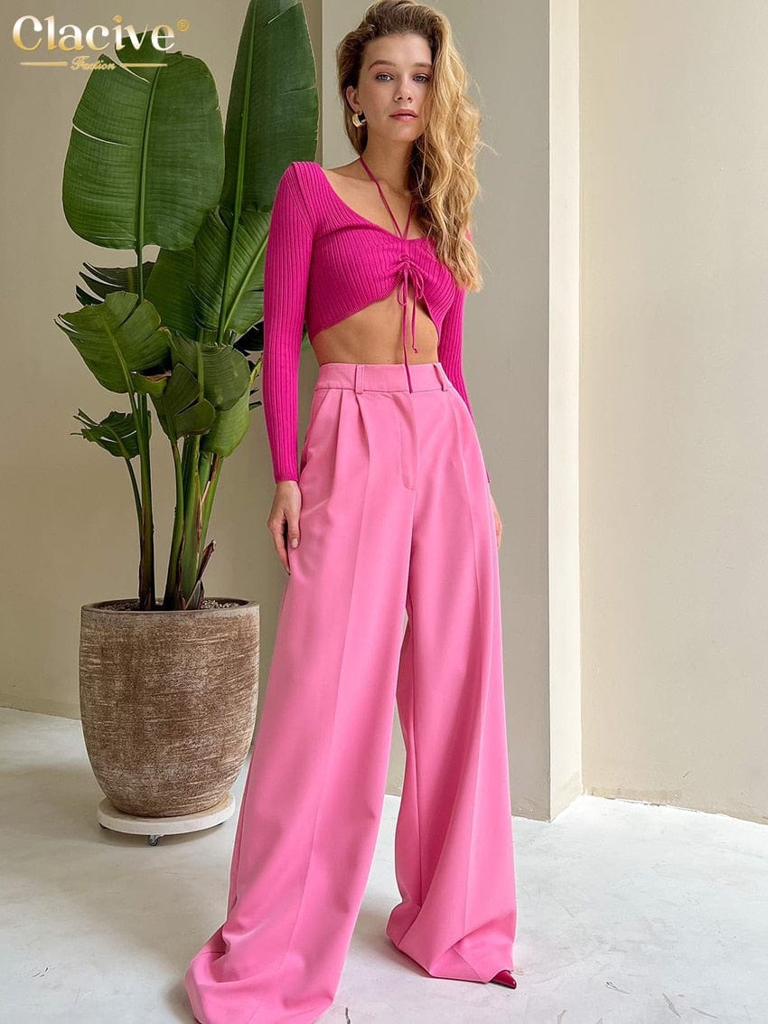 Cap Point Fashion Wide Leg High Waisted Casual Pants