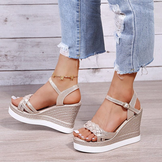 Cap Point Gold / 5 Women Summer Wedge Heel Sandals