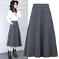 Cap Point Gray 1 / S Nadia Winter Thick Warm Elastic A-Line Woolen Maxi Skirt