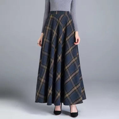 Cap Point Gray 3 / S Nadia Winter Thick Warm Elastic A-Line Woolen Maxi Skirt