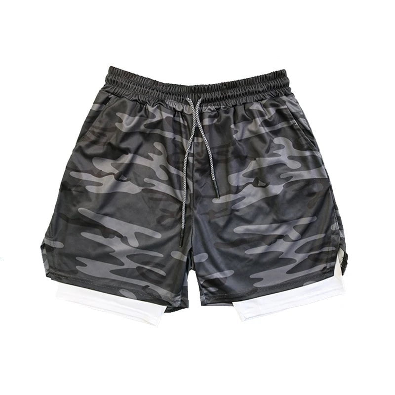 Cap Point Gray camo white / L Guelor Men's Double Layer Fitness Shorts