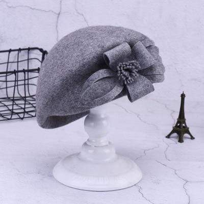 Cap Point gray Elegant Beret De Paris