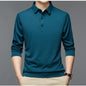 Cap Point Green / M Mens Business casual long-sleeved polo shirt with turn-ups