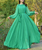 Cap Point green / M Olivia Elegant Flowy Chiffon High Quality Loose Belt Maxi Dress