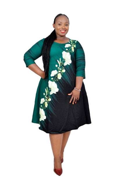 Cap Point green / XXL Merveille Fashion Dashiki Print Ruffles Dress