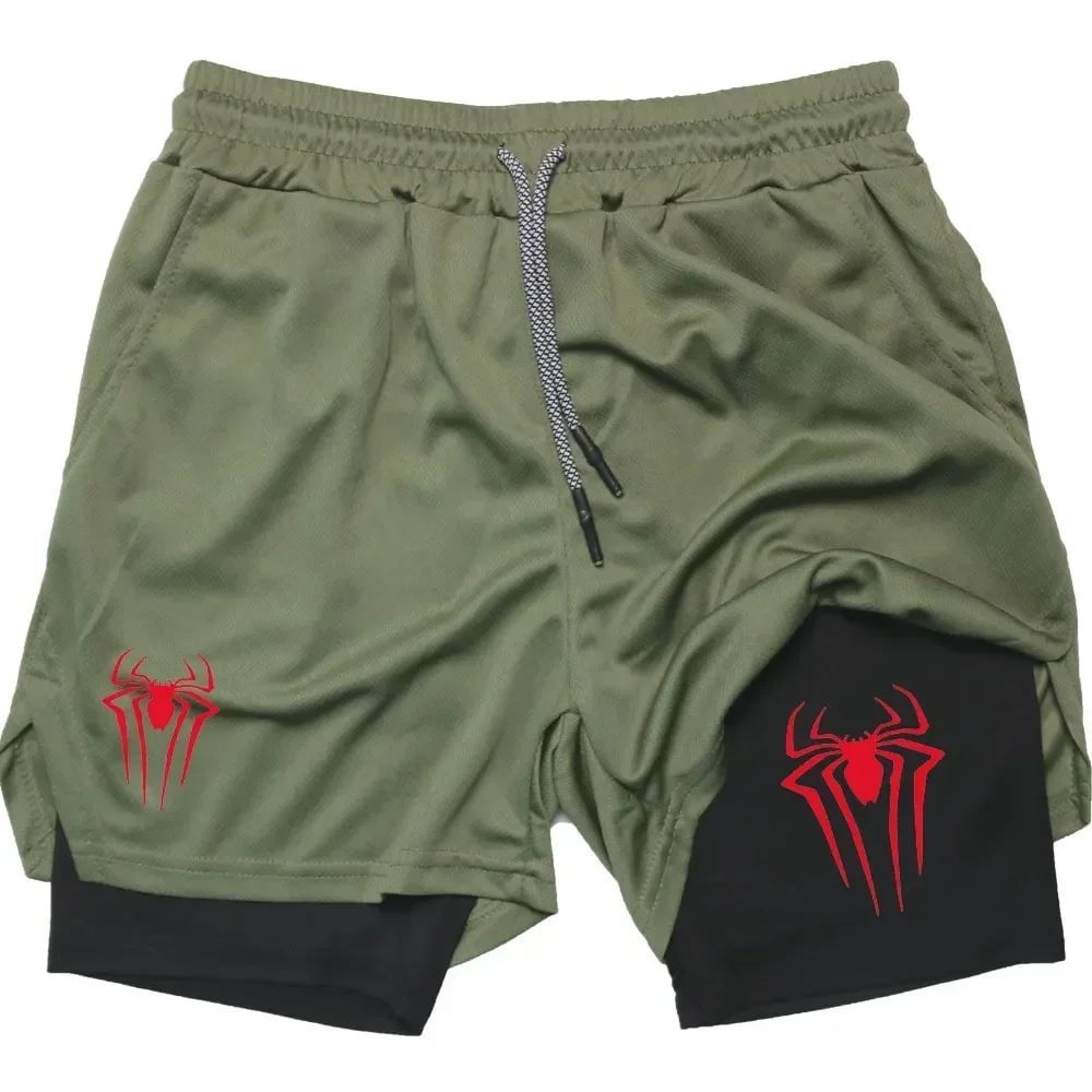 Cap Point green1 / XXL Guelor 2-in-1 Men's Spider Print Compression Shorts