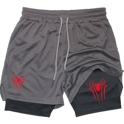 Cap Point grey1 / XXL Guelor 2-in-1 Men's Spider Print Compression Shorts