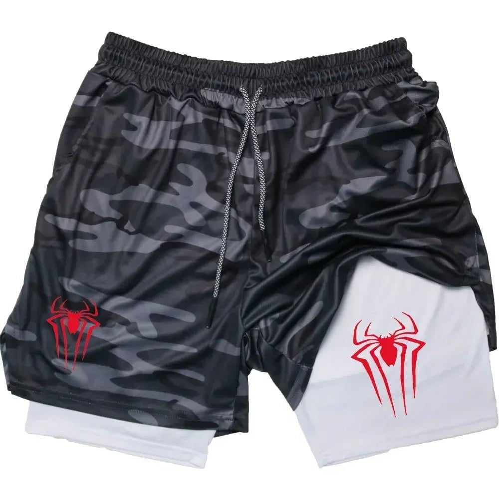 Cap Point greycamo1 / XXL Guelor 2-in-1 Men's Spider Print Compression Shorts