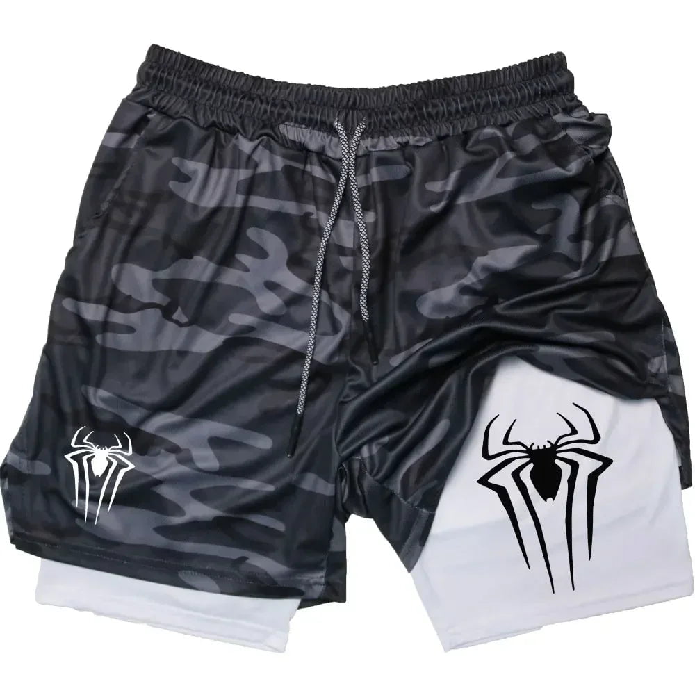 Cap Point Guelor 2-in-1 Men's Spider Print Compression Shorts