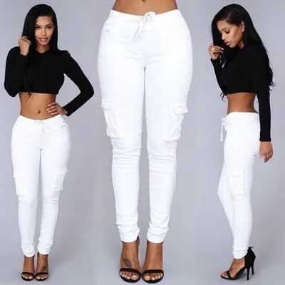 Cap Point Helena Elegant Elastic Drawstring Long Pencil Pants