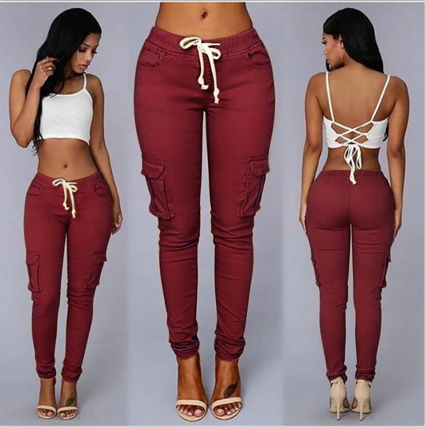 Cap Point Helena Elegant Elastic Drawstring Long Pencil Pants