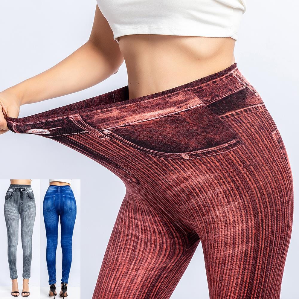 Cap Point High Waist Imitation Jean Running Leggings