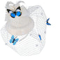 Cap Point Ivory Mirva Kentucky Derby Flower Batterfly Veil Tea Party Wedding Party Hat Fascinators