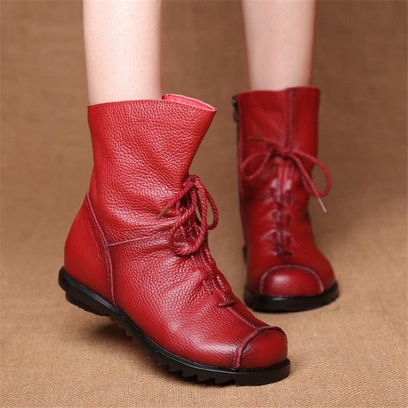 Cap Point Jalil Genuine Leather Plush Retro Boots