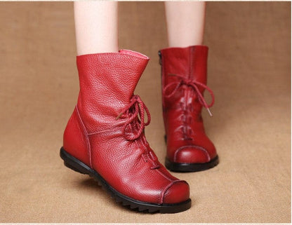 Cap Point Jalil Genuine Leather Plush Retro Boots