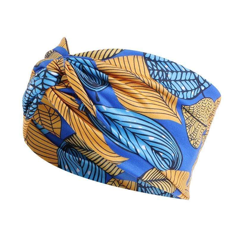 Cap Point leaf royal blue African Print Stretch Bandana