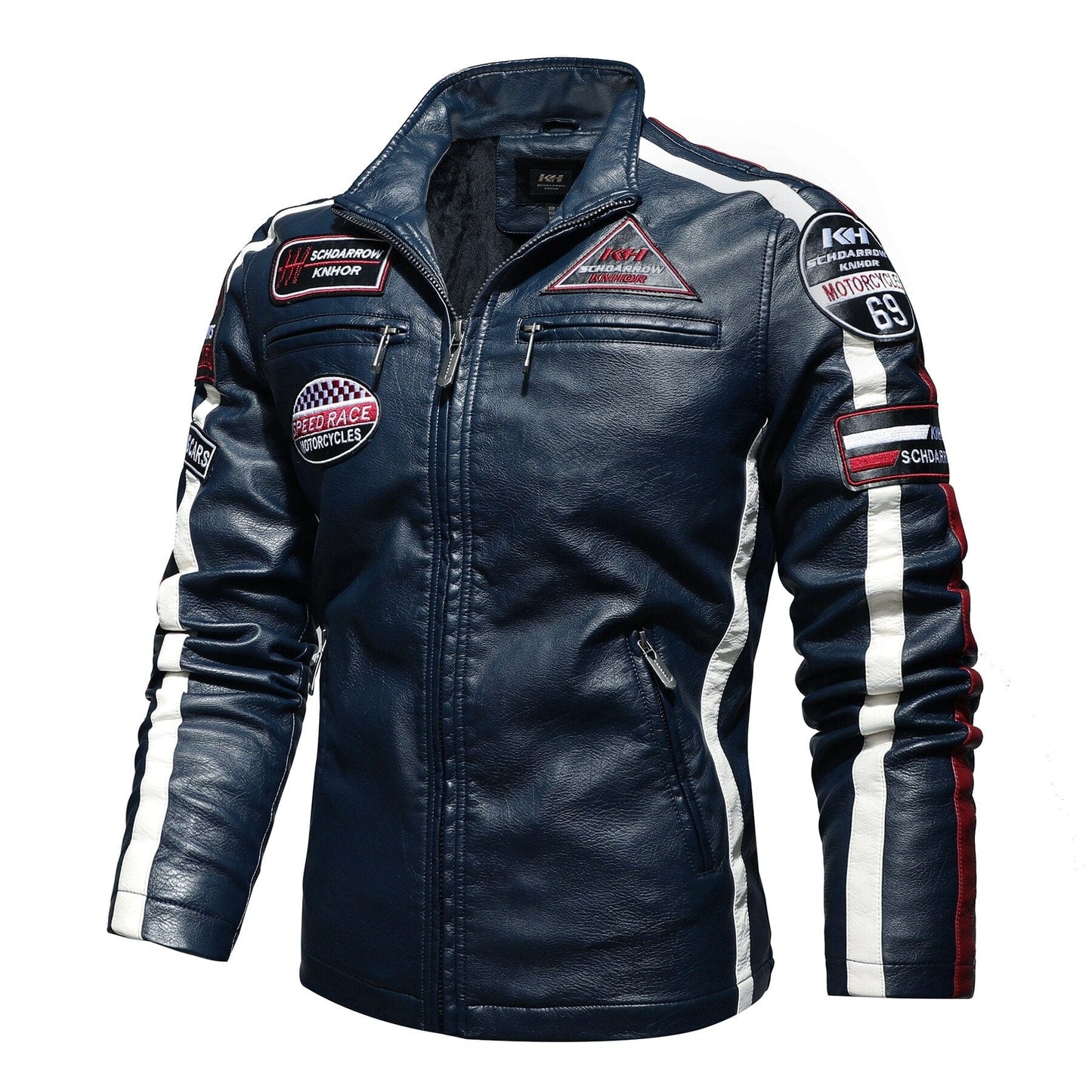 Cap Point Leather Embroidered Aviator Men Motorcycle Jacket