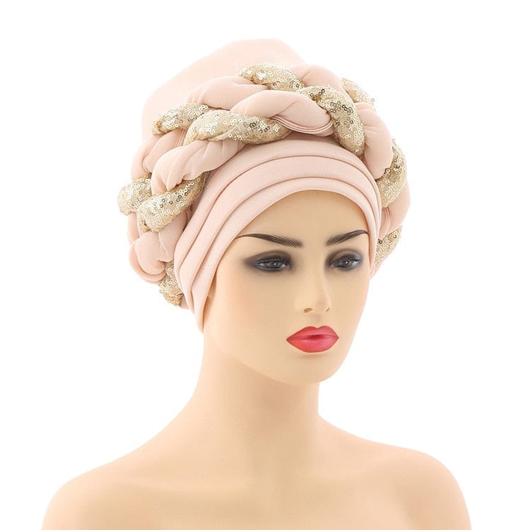 Cap Point Light brown / One Size Celia Auto Geles Shinning Sequins Turban Headtie