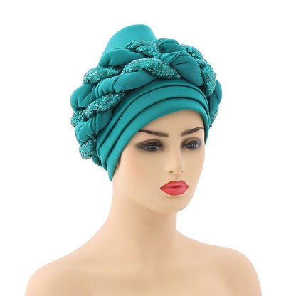 Cap Point Light green / One Size Celia Auto Geles Shinning Sequins Turban Headtie