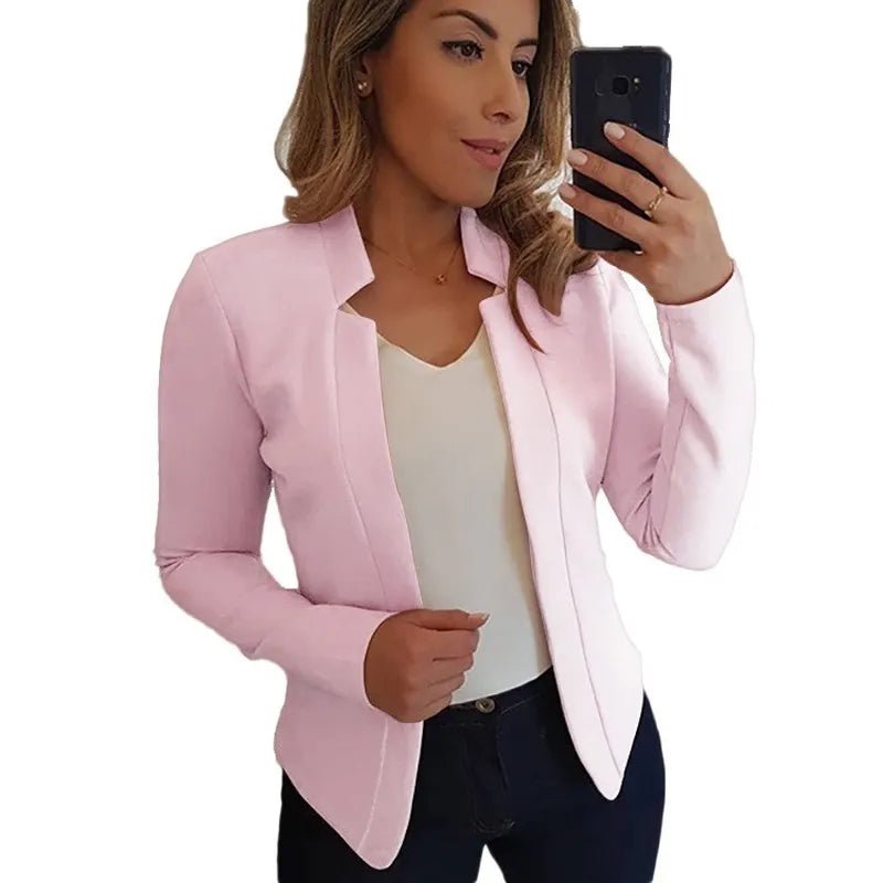 Cap Point Light Pink / S Elegant Long Sleeve Blazer for Office Ladies