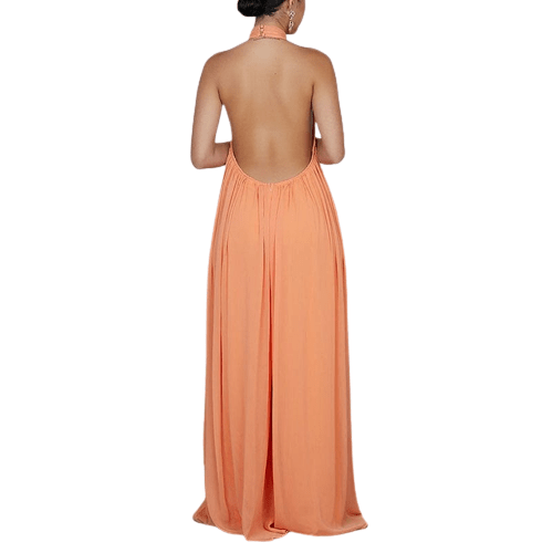 Cap Point Loose Chiffon Halter Long Jumpsuit