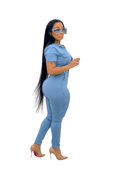 Cap Point Marissa Denim Stretchy Bodycon Pencil Romper